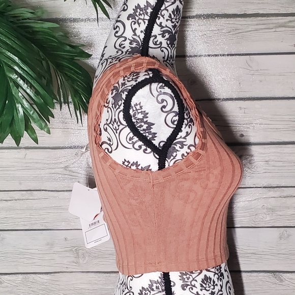 Knit Ribbed Crop Top in Caramel- KikiRiki NWT! - Picture 3 of 11
